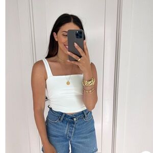 ABERCROMBIE X DEDE X EMILY seamless white cropped tank top